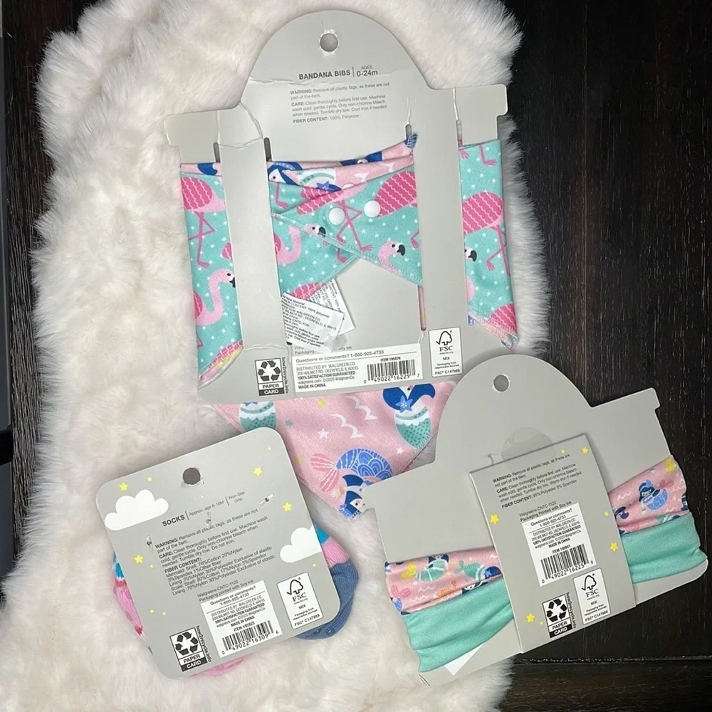 MOON and stars Bandana Bibs, Headbands and Socks Sz 6-18 Months
